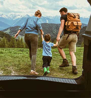 Family hiking in the mountains